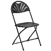 2 Pk. HERCULES Series 650 lb. Capacity Black Plastic Fan Back Folding Chair, 2-LE-L-4-BK-GG