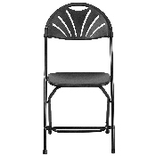 2 Pk. HERCULES Series 650 lb. Capacity Black Plastic Fan Back Folding Chair, 2-LE-L-4-BK-GG