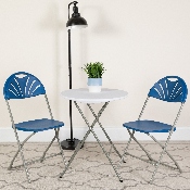 2 Pk. HERCULES Series 650 lb. Capacity Blue Plastic Fan Back Folding Chair, 2-LE-L-4-BL-GG