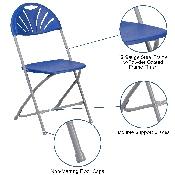 2 Pk. HERCULES Series 650 lb. Capacity Blue Plastic Fan Back Folding Chair, 2-LE-L-4-BL-GG