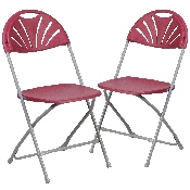 2 Pk. HERCULES Series 650 lb. Capacity Burgundy Plastic Fan Back Folding Chair, 2-LE-L-4-BUR-GG