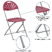 2 Pk. HERCULES Series 650 lb. Capacity Burgundy Plastic Fan Back Folding Chair, 2-LE-L-4-BUR-GG