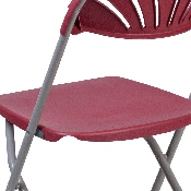 2 Pk. HERCULES Series 650 lb. Capacity Burgundy Plastic Fan Back Folding Chair, 2-LE-L-4-BUR-GG