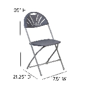 2 Pk. HERCULES Series 650 lb. Capacity Charcoal Plastic Fan Back Folding Chair, 2-LE-L-4-CH-GG