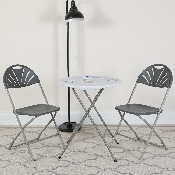 2 Pk. HERCULES Series 650 lb. Capacity Charcoal Plastic Fan Back Folding Chair, 2-LE-L-4-CH-GG