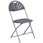 2 Pk. HERCULES Series 650 lb. Capacity Charcoal Plastic Fan Back Folding Chair, 2-LE-L-4-CH-GG
