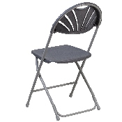 2 Pk. HERCULES Series 650 lb. Capacity Charcoal Plastic Fan Back Folding Chair, 2-LE-L-4-CH-GG