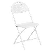 2 Pk. HERCULES Series 650 lb. Capacity White Plastic Fan Back Folding Chair, 2-LE-L-4-WHITE-GG
