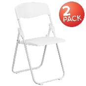 2 Pk. HERCULES Series 500 lb. Capacity Heavy Duty White Plastic Folding Chair with Built-in Ganging Brackets, 2-RUT-I-WHITE-GG