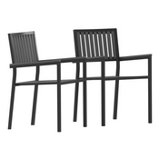 Harris Set of 2 Commercial Indoor/Outdoor Stacking Club Chairs with Black Poly Resin Slatted Backs and Seats, 2-SB-A268C-BK-GG