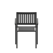 Harris Set of 2 Commercial Indoor/Outdoor Stacking Club Chairs with Black Poly Resin Slatted Backs and Seats, 2-SB-A268C-BK-GG