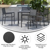 Harris Set of 2 Commercial Indoor/Outdoor Stacking Club Chairs with Black Poly Resin Slatted Backs and Seats, 2-SB-A268C-BK-GG