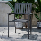 Harris Set of 2 Commercial Indoor/Outdoor Stacking Club Chairs with Black Poly Resin Slatted Backs and Seats, 2-SB-A268C-BK-GG