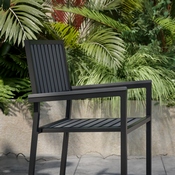 Harris Set of 2 Commercial Indoor/Outdoor Stacking Club Chairs with Black Poly Resin Slatted Backs and Seats, 2-SB-A268C-BK-GG