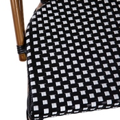 Bordeaux Set of 2 Indoor/Outdoor Commercial French Bistro Stacking Chairs, Black/White PE Rattan Back and Seat, Bamboo Print Aluminum Frame in Natural, 2-SDA-AD642001-BKWH-NAT-GG