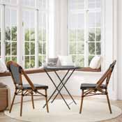 Bordeaux Set of 2 Indoor/Outdoor Commercial French Bistro Stacking Chairs, Black/White PE Rattan Back and Seat, Bamboo Print Aluminum Frame in Natural, 2-SDA-AD642001-BKWH-NAT-GG