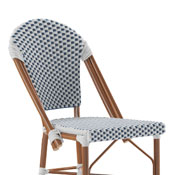 Lourdes Set of 2 Stackable Indoor/Outdoor French Bistro 30" High Barstools, Commercial Grade, White/Navy and Bamboo Finish, 2-SDA-AD642001-F-BS-WHNVY-NAT-GG