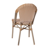 Lourdes Set of 2 Indoor/Outdoor Commercial French Bistro Stack Chairs, Natural/White PE Rattan Back & Seat, Bamboo Print Light Natural Aluminum Frame, 2-SDA-AD642001-F-NATWH-LTNAT-GG