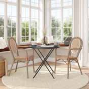 2 Pack Lourdes Indoor/Outdoor Commercial Thonet French Bistro Stack Chair with Arms, Natural/White PE Rattan and Bamboo Aluminum Frame in Lt Natural, 2-SDA-AD642002A-NATWH-LTNAT-GG