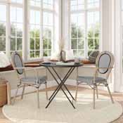 2 Pack Marseille Indoor/Outdoor Commercial Thonet French Bistro Stack Chair with Arms, Black/White Textilene and Bamboo Aluminum Frame in LT Natural, 2-SDA-AD642002A-TXT-BLKWH-LTNAT-GG