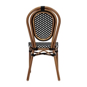 2 Pack Lourdes Indoor/Outdoor Commercial Thonet French Bistro Stack Chair Natural/White PE Rattan and Bamboo Aluminum Frame in Natural, 2-SDA-AD642002S-BKWH-NAT-GG