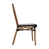 2 Pack Lourdes Indoor/Outdoor Commercial Thonet French Bistro Stack Chair Natural/White PE Rattan and Bamboo Aluminum Frame in Natural, 2-SDA-AD642002S-BKWH-NAT-GG