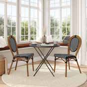 2 Pack Lourdes Indoor/Outdoor Commercial Thonet French Bistro Stack Chair Natural/White PE Rattan and Bamboo Aluminum Frame in Natural, 2-SDA-AD642002S-BKWH-NAT-GG
