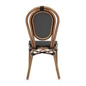 2 Pack Marseille Indoor/Outdoor Commercial Thonet French Bistro Stacking Chair, Black Textilene and Bamboo Print Aluminum Frame in Natural, 2-SDA-AD642002S-TXT-BK-NAT-GG