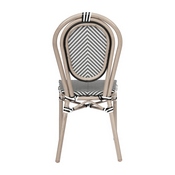 2 Pack Marseille Indoor/Outdoor Commercial Thonet French Bistro Stacking Chair, Black/White Textilene and Bamboo Print Aluminum Frame in LT Natural, 2-SDA-AD642002S-TXT-BLKWH-LTNAT-GG