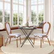 2 Pack Lourdes Indoor/Outdoor Commercial Thonet French Bistro Stacking Chair, White and Gray PE Rattan and Bamboo Print Aluminum Frame in Natural, 2-SDA-AD642002S-WHGY-NAT-GG