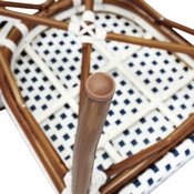 2 Pack Lourdes Indoor/Outdoor Commercial Thonet French Bistro Stacking Chair, White and Navy PE Rattan and Bamboo Print Aluminum Frame in Natural, 2-SDA-AD642002S-WHNVY-NAT-GG