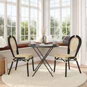 2 Pack Cannes Indoor/Outdoor Commercial Thonet French Bistro Stacking Chair, Natural PE Cane Rattan and Black Aluminum Frame, 2-SDA-AD642110-1-NAT-BK-GG