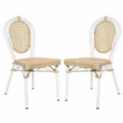 2 Pack Cannes Indoor/Outdoor Commercial Thonet French Bistro Stacking Chair, Natural PE Cane Rattan and White Aluminum Frame, 2-SDA-AD642110-1-NAT-WH-GG