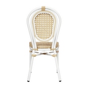 2 Pack Cannes Indoor/Outdoor Commercial Thonet French Bistro Stacking Chair, Natural PE Cane Rattan and White Aluminum Frame, 2-SDA-AD642110-1-NAT-WH-GG