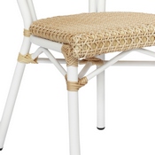 2 Pack Cannes Indoor/Outdoor Commercial Thonet French Bistro Stacking Chair, Natural PE Cane Rattan and White Aluminum Frame, 2-SDA-AD642110-1-NAT-WH-GG