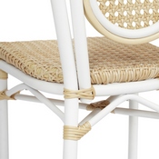 2 Pack Cannes Indoor/Outdoor Commercial Thonet French Bistro Stacking Chair, Natural PE Cane Rattan and White Aluminum Frame, 2-SDA-AD642110-1-NAT-WH-GG