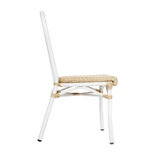 2 Pack Cannes Indoor/Outdoor Commercial Thonet French Bistro Stacking Chair, Natural PE Cane Rattan and White Aluminum Frame, 2-SDA-AD642110-1-NAT-WH-GG