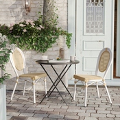 2 Pack Cannes Indoor/Outdoor Commercial Thonet French Bistro Stacking Chair, Natural PE Cane Rattan and White Aluminum Frame, 2-SDA-AD642110-1-NAT-WH-GG