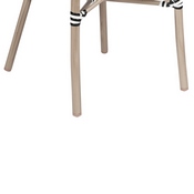 2 Pack Marseille Indoor/Outdoor Commercial French Bistro Stacking Chair with Arms, Black/White Textilene and Bamboo Aluminum Frame in LT Natural, 2-SDA-ADS642108-BLKWH-LTNAT-GG