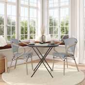 2 Pack Marseille Indoor/Outdoor Commercial French Bistro Stacking Chair with Arms, Black/White Textilene and Bamboo Aluminum Frame in LT Natural, 2-SDA-ADS642108-BLKWH-LTNAT-GG
