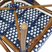 2 Pack Bordeaux Indoor/Outdoor Commercial French Bistro Stacking Chair with Arms, Navy and White PE Rattan and Bamboo Print Aluminum Frame in Natural, 2-SDA-ADS642142-NVYWH-NAT-GG
