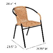 2 Pack Beige Rattan Indoor-Outdoor Restaurant Stack Chair, 2-TLH-037-BGE-GG