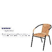 2 Pack Beige Rattan Indoor-Outdoor Restaurant Stack Chair, 2-TLH-037-BGE-GG