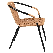 2 Pack Beige Rattan Indoor-Outdoor Restaurant Stack Chair, 2-TLH-037-BGE-GG