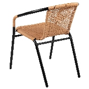 2 Pack Beige Rattan Indoor-Outdoor Restaurant Stack Chair, 2-TLH-037-BGE-GG