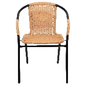 2 Pack Beige Rattan Indoor-Outdoor Restaurant Stack Chair, 2-TLH-037-BGE-GG