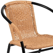 2 Pack Beige Rattan Indoor-Outdoor Restaurant Stack Chair, 2-TLH-037-BGE-GG