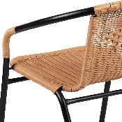 2 Pack Beige Rattan Indoor-Outdoor Restaurant Stack Chair, 2-TLH-037-BGE-GG