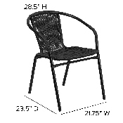 2 Pack Black Rattan Indoor-Outdoor Restaurant Stack Chair, 2-TLH-037-BK-GG