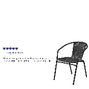 2 Pack Black Rattan Indoor-Outdoor Restaurant Stack Chair, 2-TLH-037-BK-GG